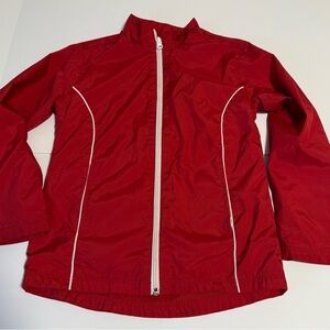 Lands’ End Kids 7-8 Red Zip-Up Windbreaker Rain Jacket